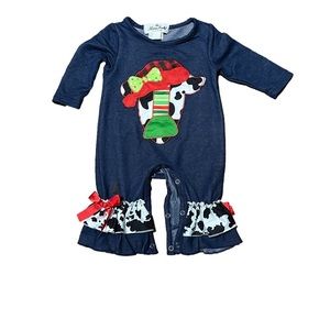 Marie Nicole Clothing 3-6m Christmas Holiday Vow Ruffle Outfit Baby Girl Jean